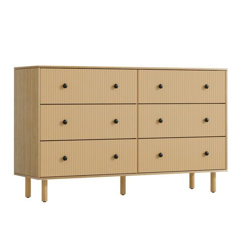 Artiss 6 Chest of Drawers Flutted Front - RUTH Oak