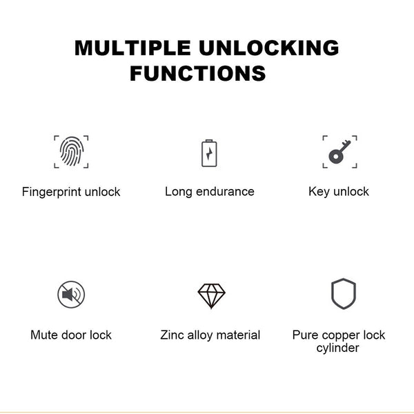 Smart Fingerprint Door Lock Digital Electronic Keyless Lock Security Home Door