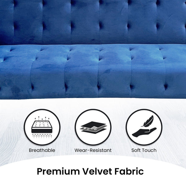 Sarantino Ava 3-seater Tufted Velvet Sofa Bed By Sarantino - Blue