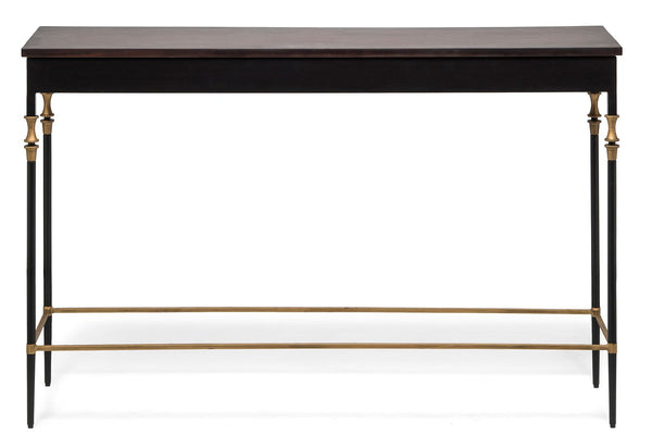 Gold Black Wooden Slim Hallway Console Table with Finial Legs