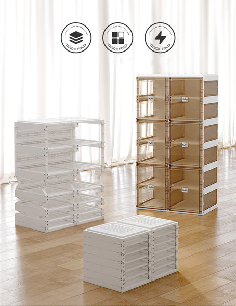 Kylin Cubes Storage Folding Shoe Box With 2 Column & 20 Grids & 10 Clear Door