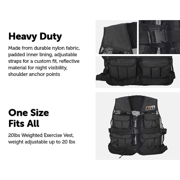 20LBS Weighted Weight Gym Exercise Training Sport Vest