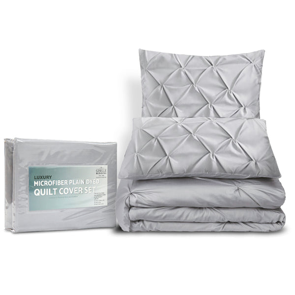 Giselle Bedding Quilt Cover Set Diamond Grey Super King