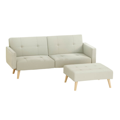 Artiss Sofa Bed Ottoman 200CM Beige Faux Linen