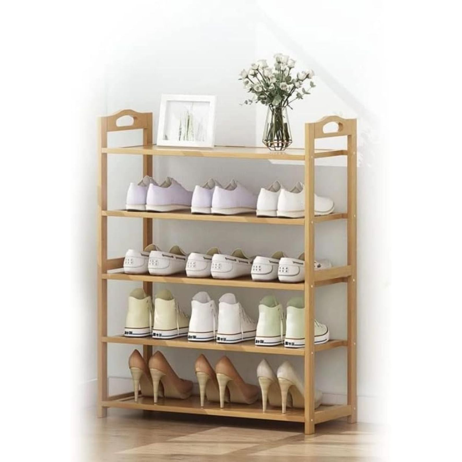 EKKIO 5 Tier Bamboo Shoe Rack Storage Organizer Stand Shelves EK-BSR-103-JS