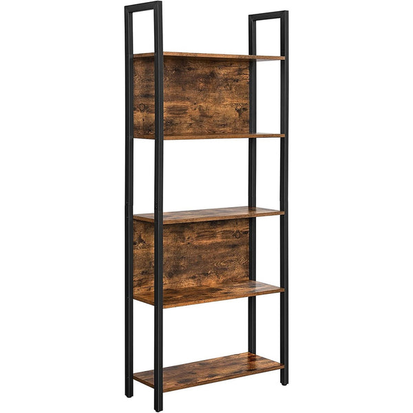 VASAGLE Bookshelf with 5 Shelves Rustic Brown and Black