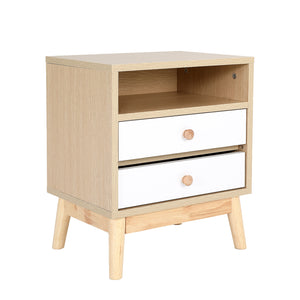 Bedside Table Side Storage Cabinet Nightstand Bedroom 2 Drawer ANYA OAK