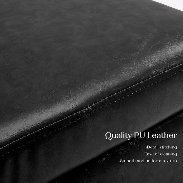 Storage Ottoman Foot Stool Cube Tuffet Seat 45cm PU Leather BLACK