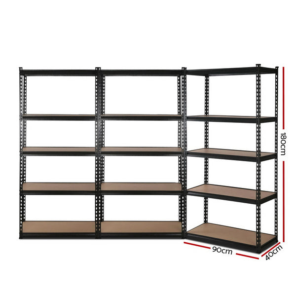 Giantz 3x1.8M Garage Shelving Warehouse Rack Pallet Racking Storage Shelve Black