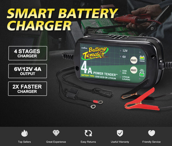 Battery Tender Smart Battery Charger 4A Trickle Automatic SLA AGM Car Truck 6V or 12V