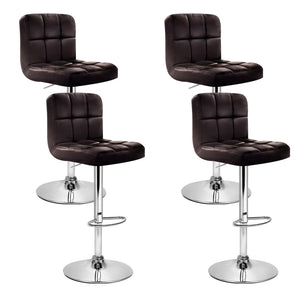 Artiss Set of 4 Bar Stools Gas lift Swivel - Steel and Chocolate