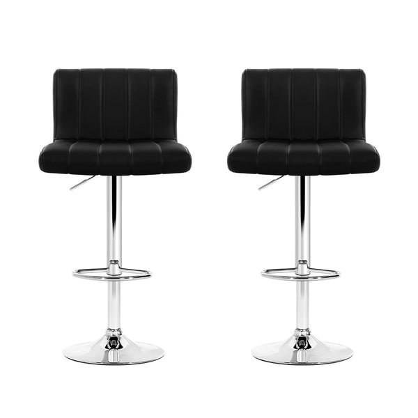 Artiss Set of 2 Line Style PU Leather Bar Stools - Black