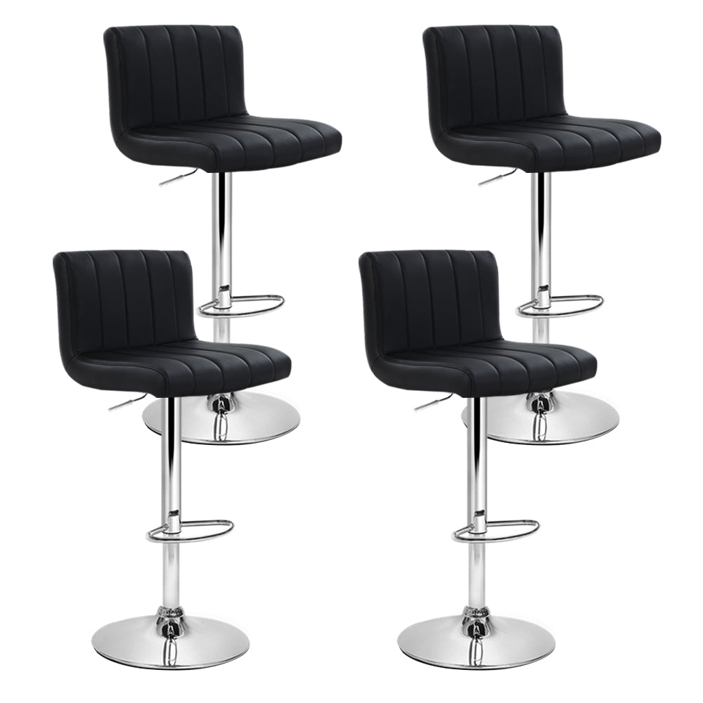 Artiss Set of 4 Line Style PU Leather Bar Stools - Black