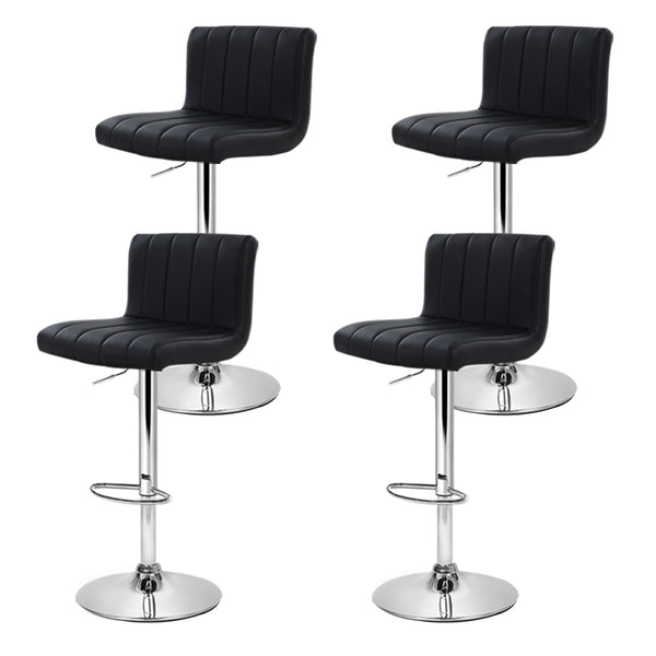 Artiss Set of 4 Line Style PU Leather Bar Stools - Black