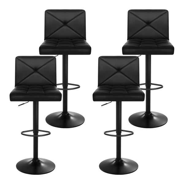 Artiss Set of 4 Bar Stools PU Leather Criss Cross Style - Black