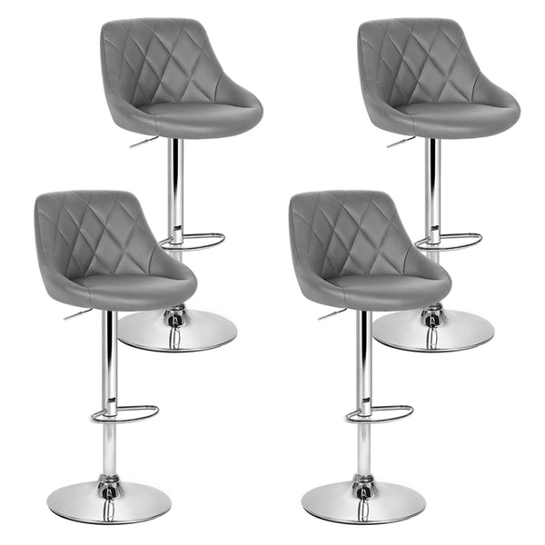 Artiss Set of 4 Bar Stools PU Leather Diamond Style - Grey