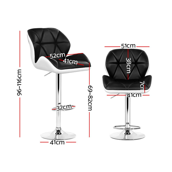 Artiss Set of 2 Kitchen Bar Stools - White, Black and Chrome