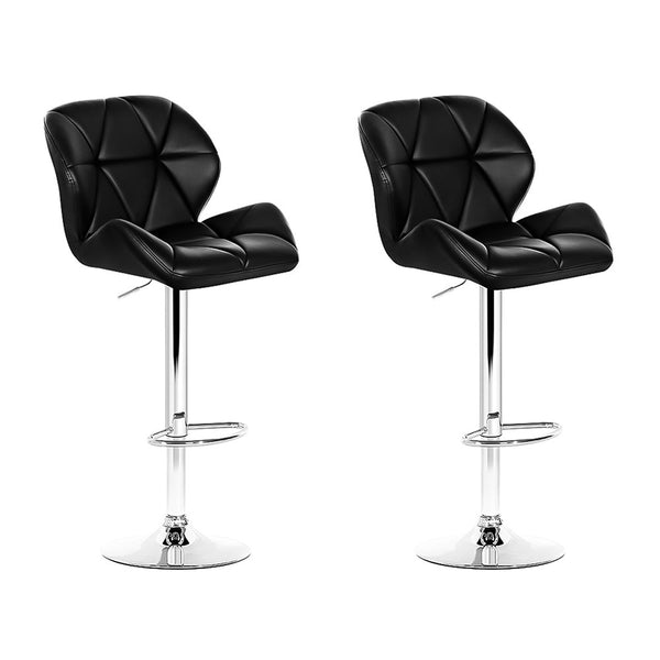 Artiss Set of 2 Kitchen Bar Stools - Black and Chrome