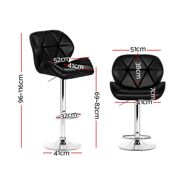 Artiss Set of 2 Kitchen Bar Stools - Black and Chrome