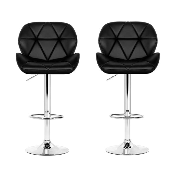 Artiss Set of 2 Kitchen Bar Stools - Black and Chrome