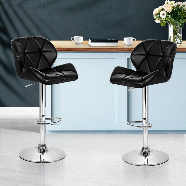 Artiss Set of 2 Kitchen Bar Stools - Black and Chrome