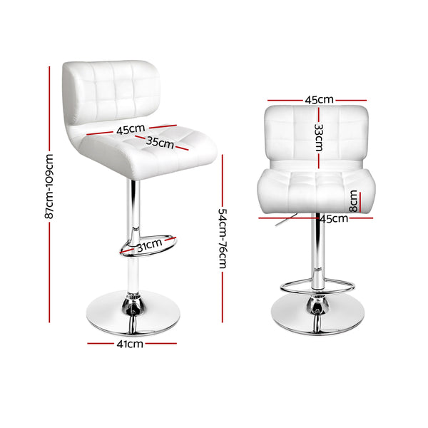 Artiss Set of 4 PU Leather Gas Lift Bar Stools - White and Chrome