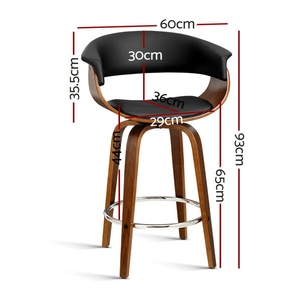 Artiss Swivel PU Leather Bar Stool - Wood and Black