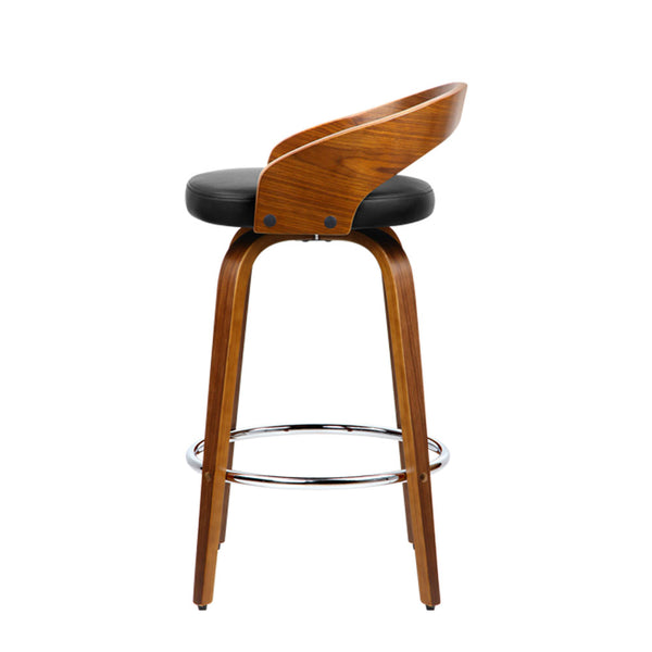 Artiss Set of 2 Walnut Wood Bar Stools - Black and Brown