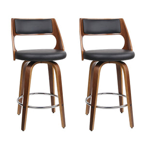 Artiss Set of 2 Wooden Bar Stools - Black