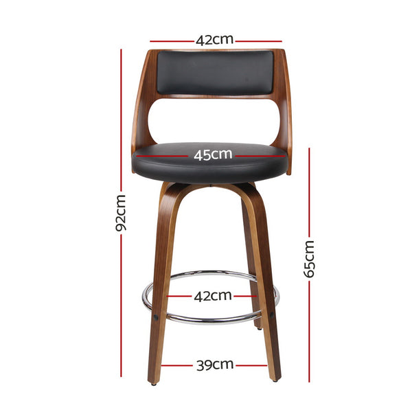 Artiss Set of 2 Wooden Bar Stools - Black