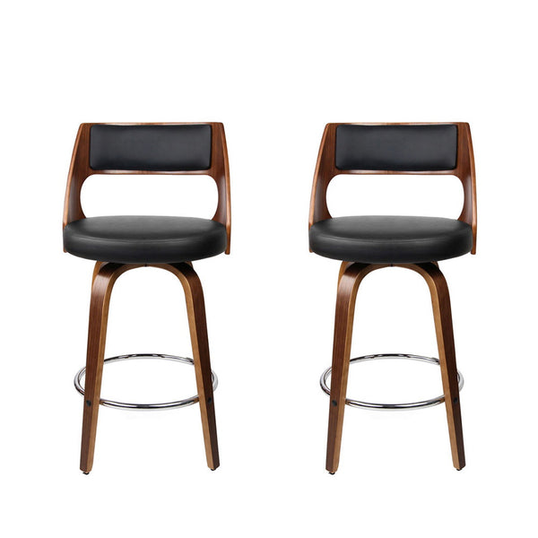 Artiss Set of 2 Wooden Bar Stools - Black