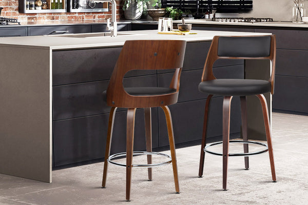 Artiss Set of 2 Wooden Bar Stools - Black