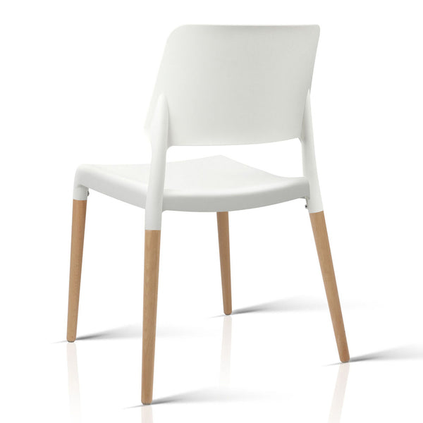 Artiss Set of 4 Wooden Stackable Dining Chairs - White