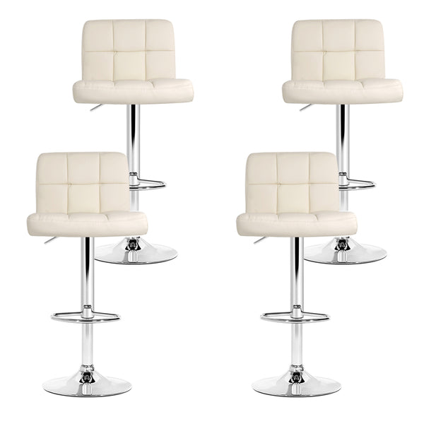 Artiss Set of 4 PU Leather Gas Lift Bar Stools - Beige