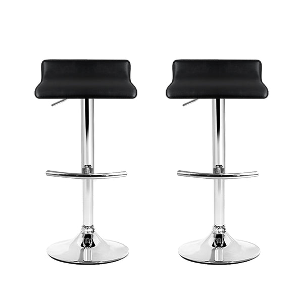 Artiss Set of 2 PU Leather Wave Style Bar Stools - Black