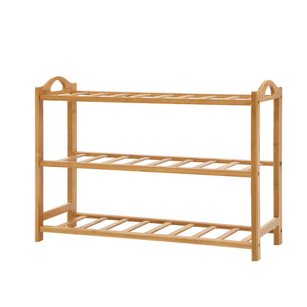 Artiss 3 Tiers Bamboo Shoe Rack Storage Organiser Wooden Shelf Stand Shelves