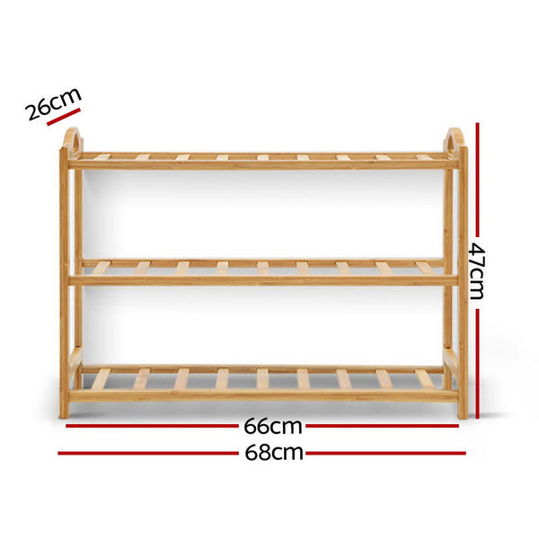 Artiss 3 Tiers Bamboo Shoe Rack Storage Organiser Wooden Shelf Stand Shelves