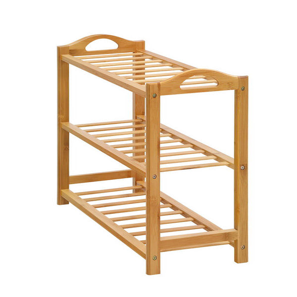 Artiss 3 Tiers Bamboo Shoe Rack Storage Organiser Wooden Shelf Stand Shelves