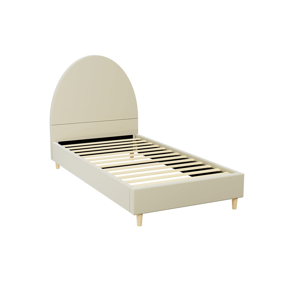 Artiss Bed Frame Single Size Velvet Cream ELLA