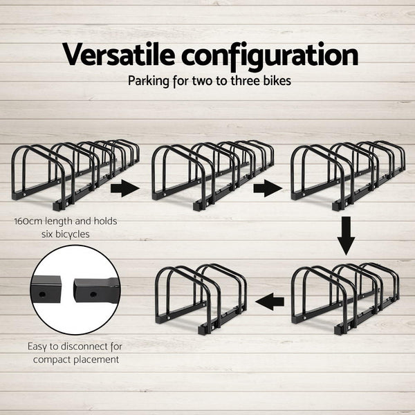 Weisshorn 6 Bike Stand Floor Bicycle Storage Black