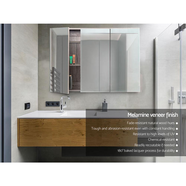Cefito Bathroom Mirror Cabinet 900mm x720mm - Natural