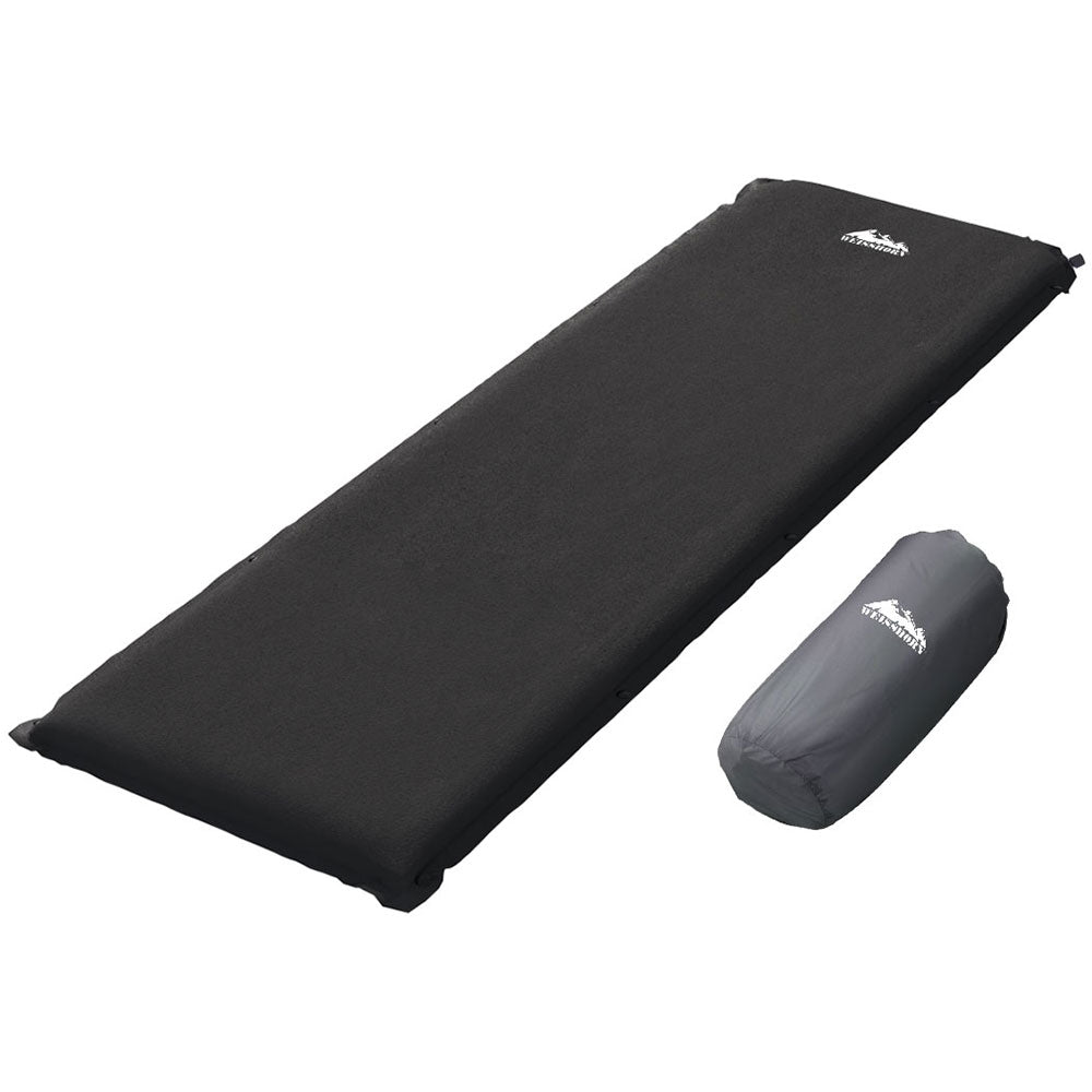 Weisshorn Self Inflating Mattress 9.5CM Camping Sleeping Air Bed Single Black