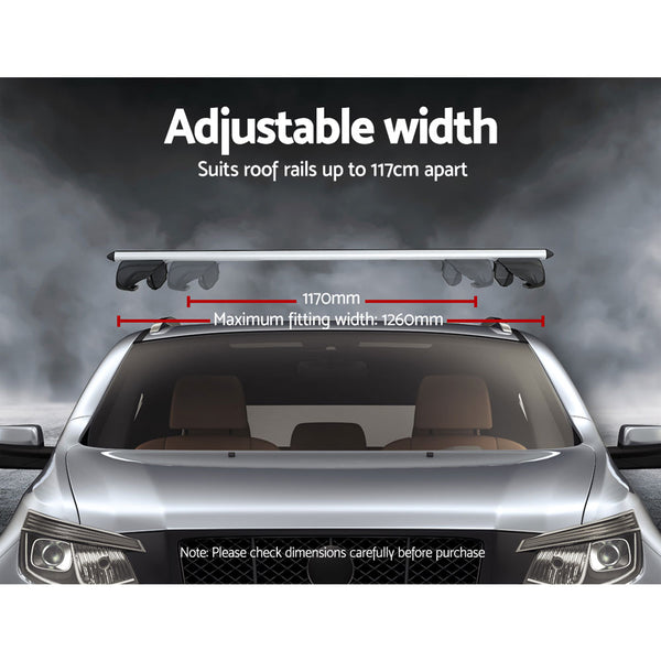 Universal Car Roof Rack Aluminium Cross Bars Adjustable 126cm Silver Upgraded