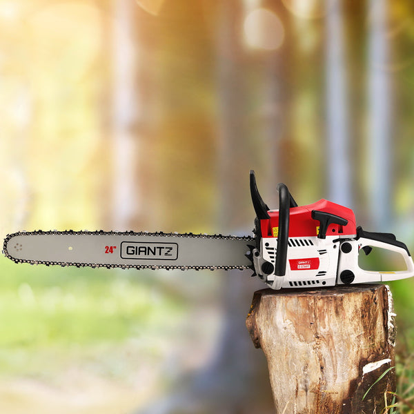 Giantz Commercial Petrol Chainsaw E-Start 24" Bar Oregon Chain Saw