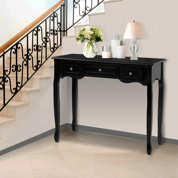 Artiss Hallway Console Table Hall Side Dressing Entry Display 3 Drawers Black