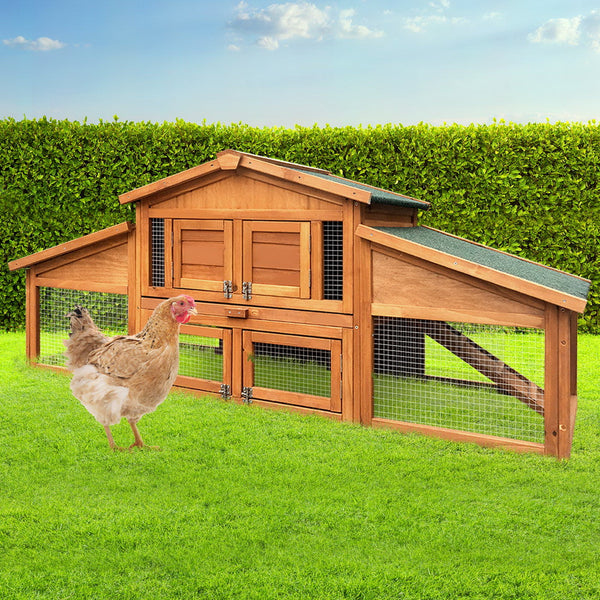 i.Pet Rabbit Hutch Chicken Coop Wooden Pet Hutch 169cm x 52cm x 72cm