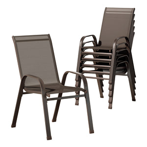 Gardeon 6PC Outdoor Dining Chairs Stackable Lounge Chair Patio Furniture Brown
