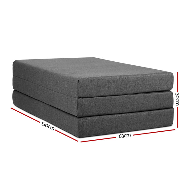 Giselle Bedding Double Size Folding Foam Mattress Portable Bed Mat Dark Grey