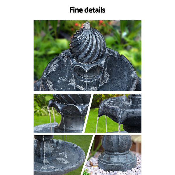 Gardeon 3 Tier Solar Powered Water Fountain - Black