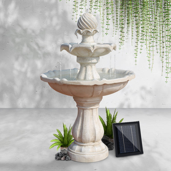 Gardeon 3 Tier Solar Powered Water Fountain - Ivory